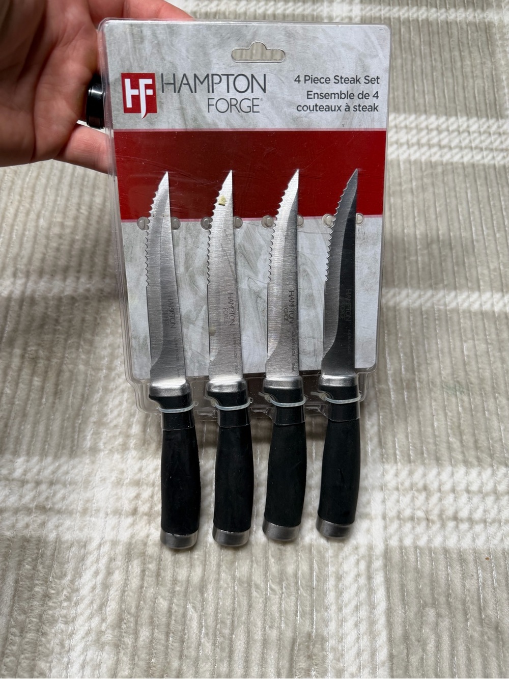 Hampton Forge 4-Piece Steak Knife Set - Black Handles